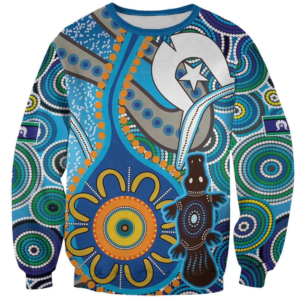 Personalised Aboriginal Platypus Sweatshirt Torres Strait Islander Dhari Indigenous Dot Art