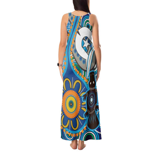 Personalised Aboriginal Platypus Tank Maxi Dress Torres Strait Islander Dhari Indigenous Dot Art
