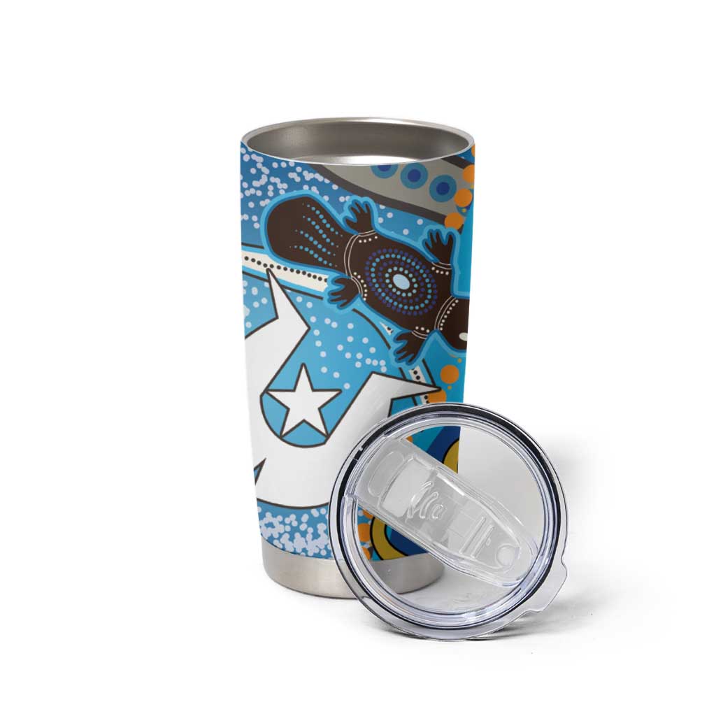 Personalised Aboriginal Platypus Tumbler Cup Torres Strait Islander Dhari Indigenous Dot Art