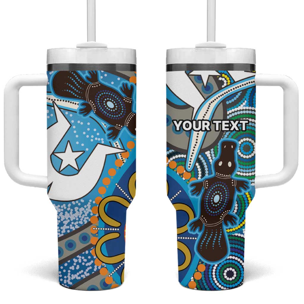 Personalised Aboriginal Platypus Tumbler With Handle Torres Strait Islander Dhari Indigenous Dot Art
