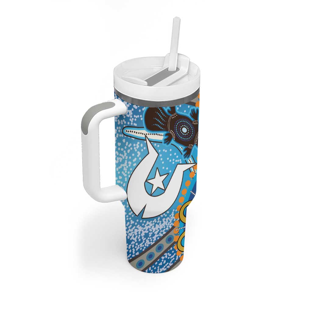 Personalised Aboriginal Platypus Tumbler With Handle Torres Strait Islander Dhari Indigenous Dot Art
