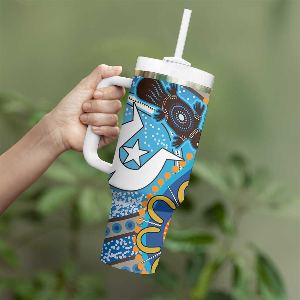 Personalised Aboriginal Platypus Tumbler With Handle Torres Strait Islander Dhari Indigenous Dot Art