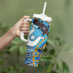 Personalised Aboriginal Platypus Tumbler With Handle Torres Strait Islander Dhari Indigenous Dot Art