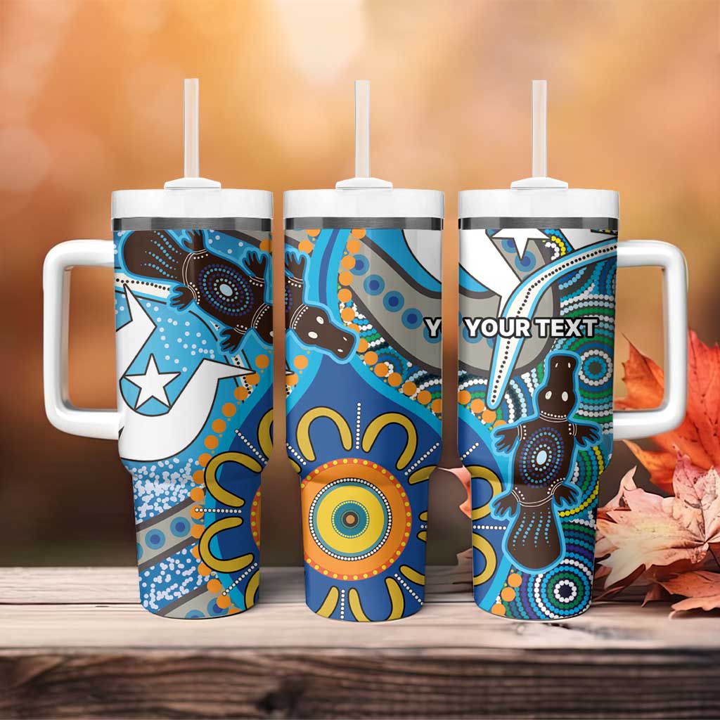 Personalised Aboriginal Platypus Tumbler With Handle Torres Strait Islander Dhari Indigenous Dot Art