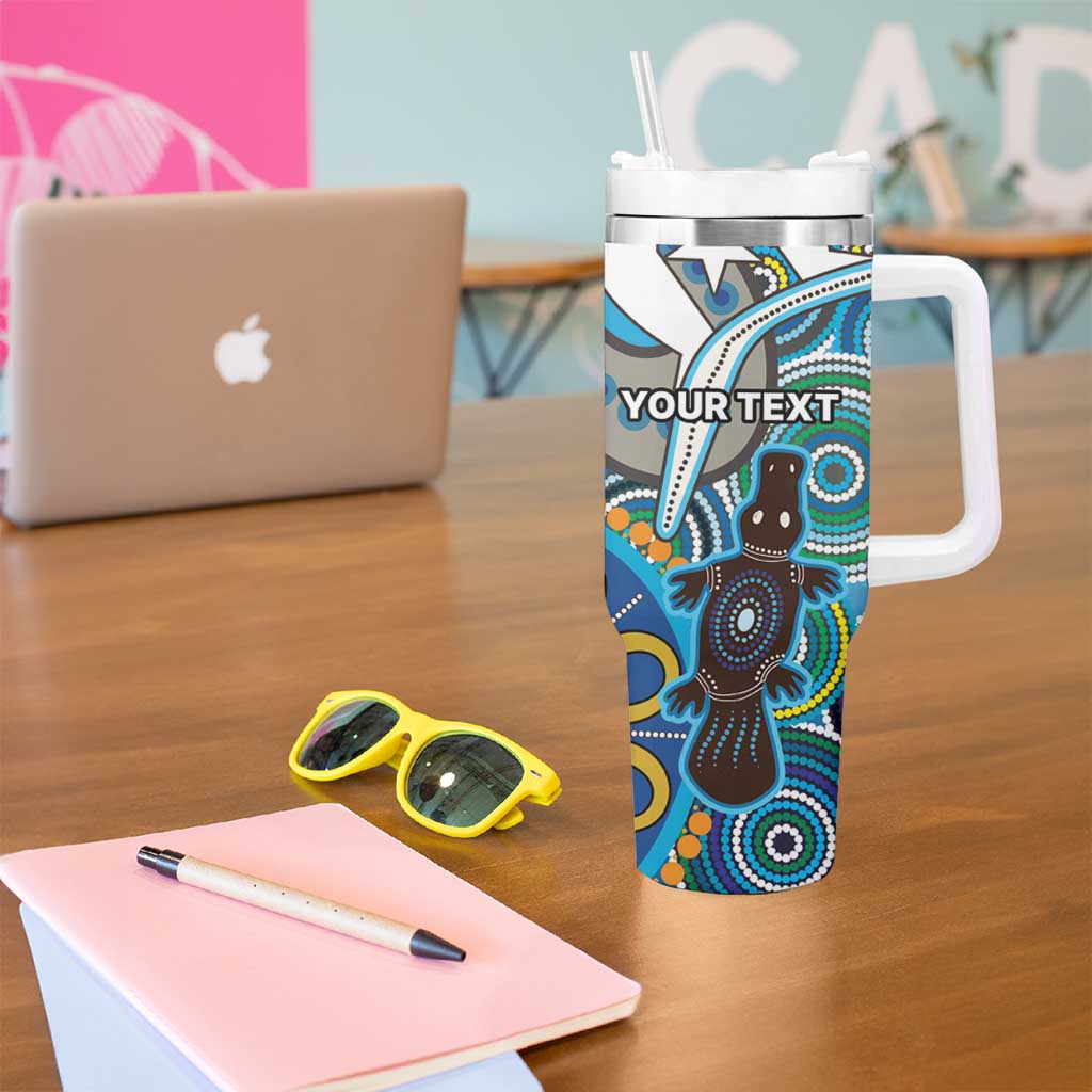 Personalised Aboriginal Platypus Tumbler With Handle Torres Strait Islander Dhari Indigenous Dot Art