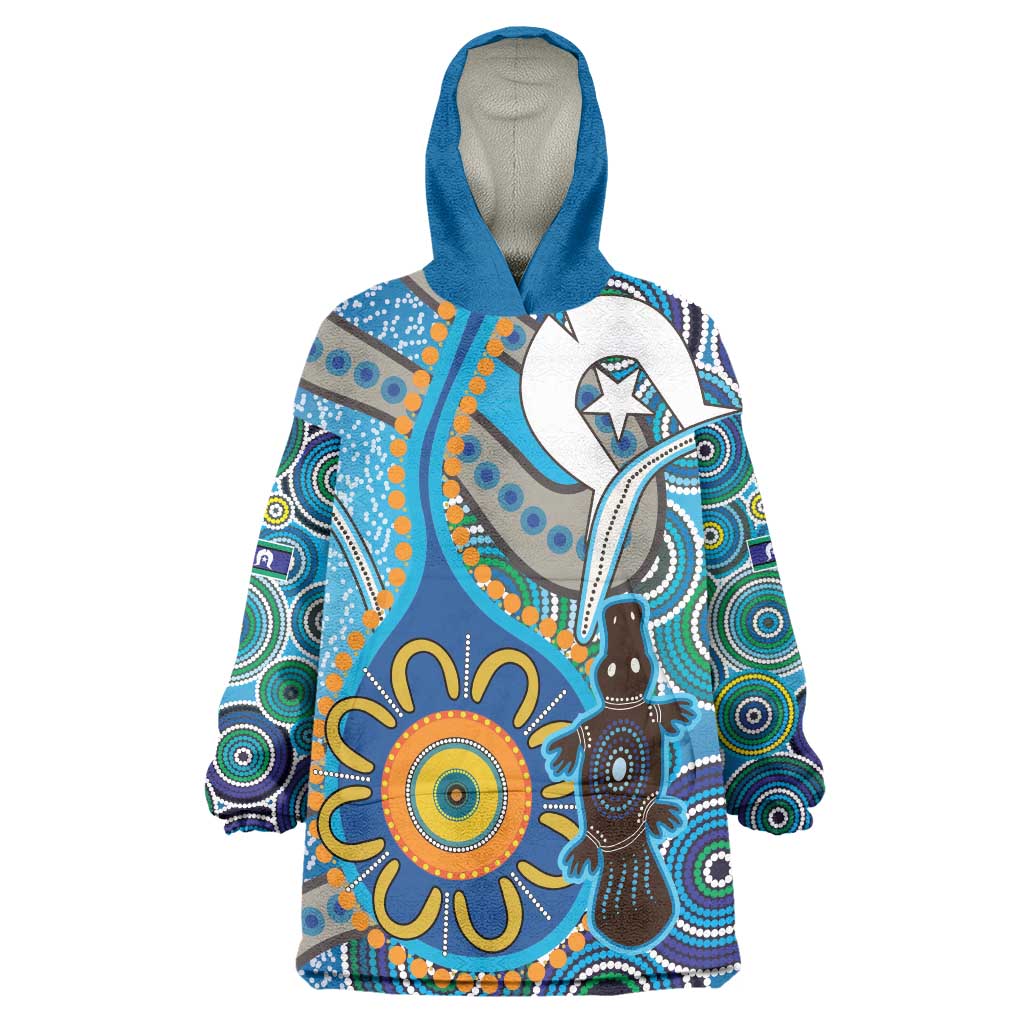 Personalised Aboriginal Platypus Wearable Blanket Hoodie Torres Strait Islander Dhari Indigenous Dot Art