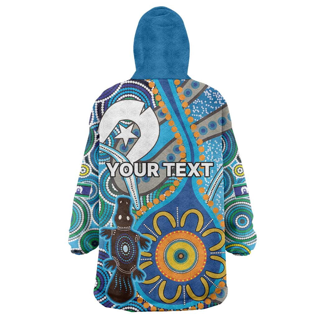 Personalised Aboriginal Platypus Wearable Blanket Hoodie Torres Strait Islander Dhari Indigenous Dot Art