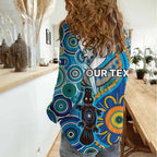 Personalised Aboriginal Platypus Women Casual Shirt Torres Strait Islander Dhari Indigenous Dot Art