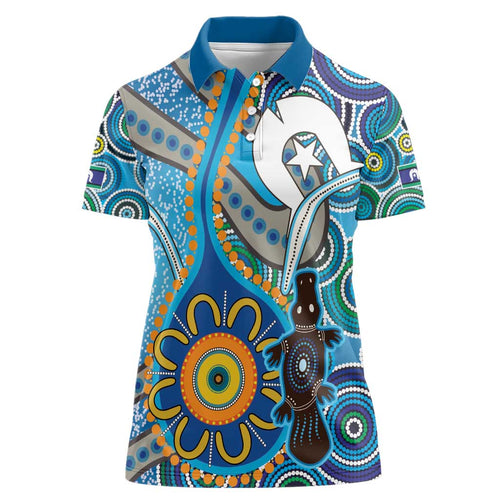 Personalised Aboriginal Platypus Women Polo Shirt Torres Strait Islander Dhari Indigenous Dot Art