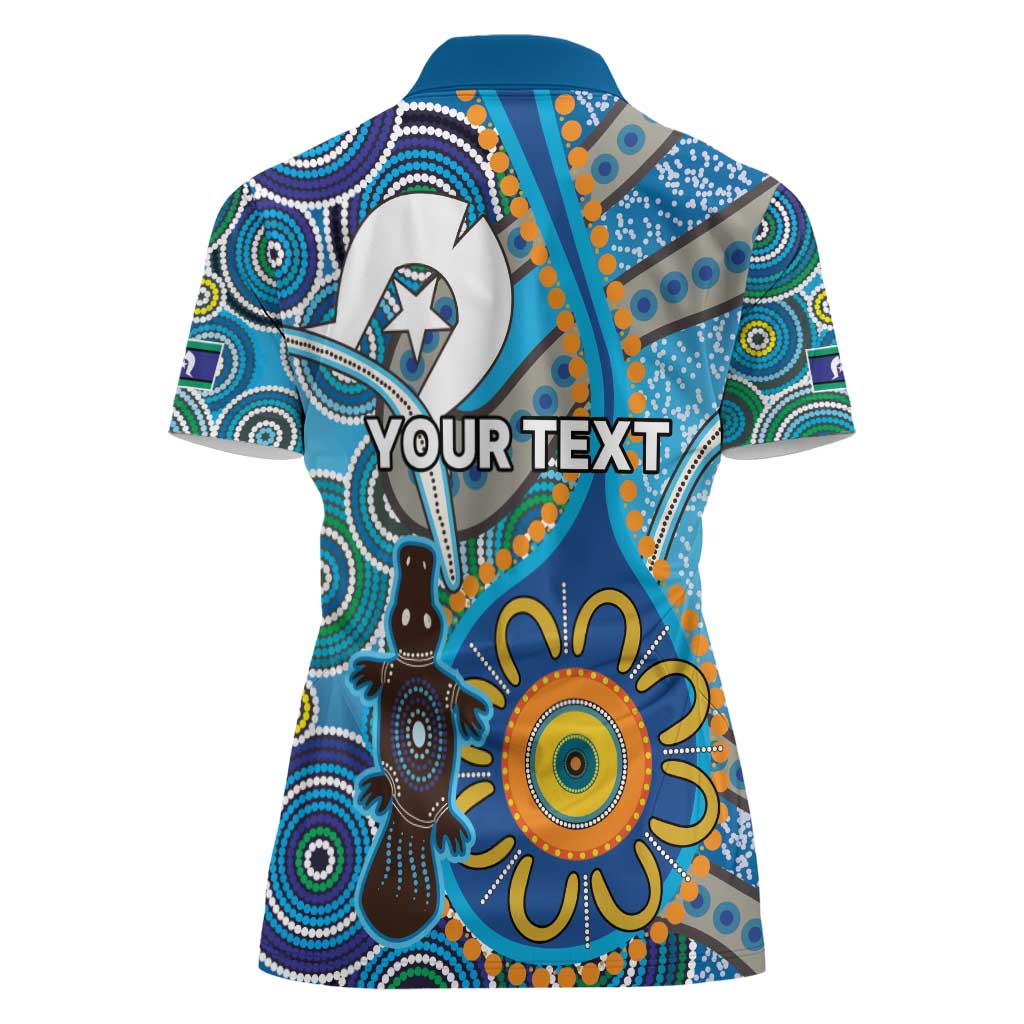 Personalised Aboriginal Platypus Women Polo Shirt Torres Strait Islander Dhari Indigenous Dot Art