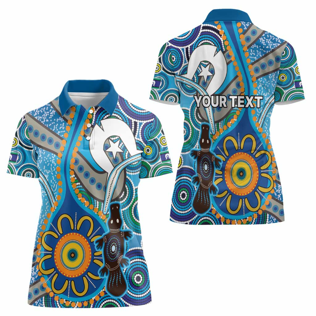 Personalised Aboriginal Platypus Women Polo Shirt Torres Strait Islander Dhari Indigenous Dot Art