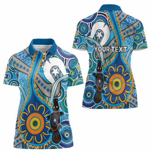 Personalised Aboriginal Platypus Women Polo Shirt Torres Strait Islander Dhari Indigenous Dot Art