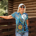 Personalised Aboriginal Platypus Women Polo Shirt Torres Strait Islander Dhari Indigenous Dot Art