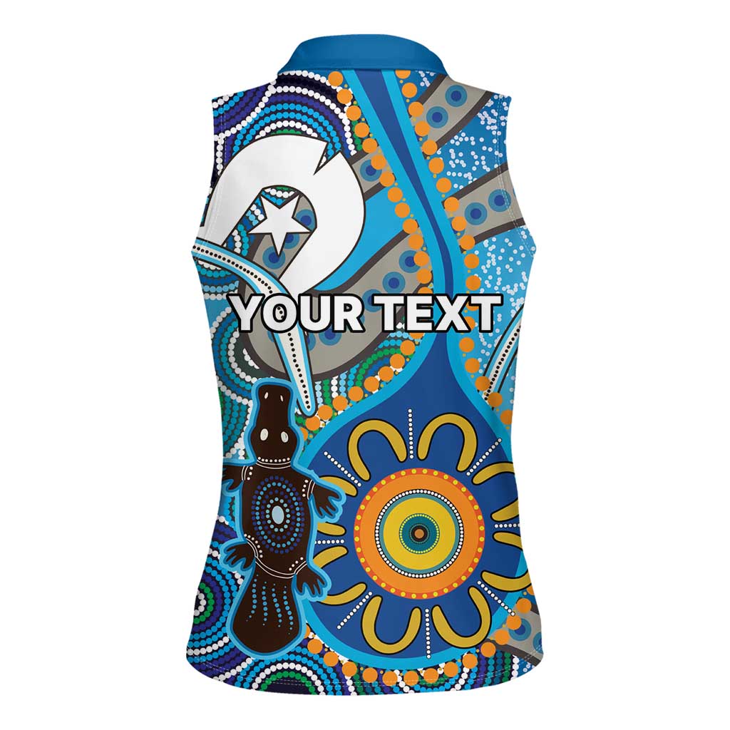 Personalised Aboriginal Platypus Women Sleeveless Polo Shirt Torres Strait Islander Dhari Indigenous Dot Art