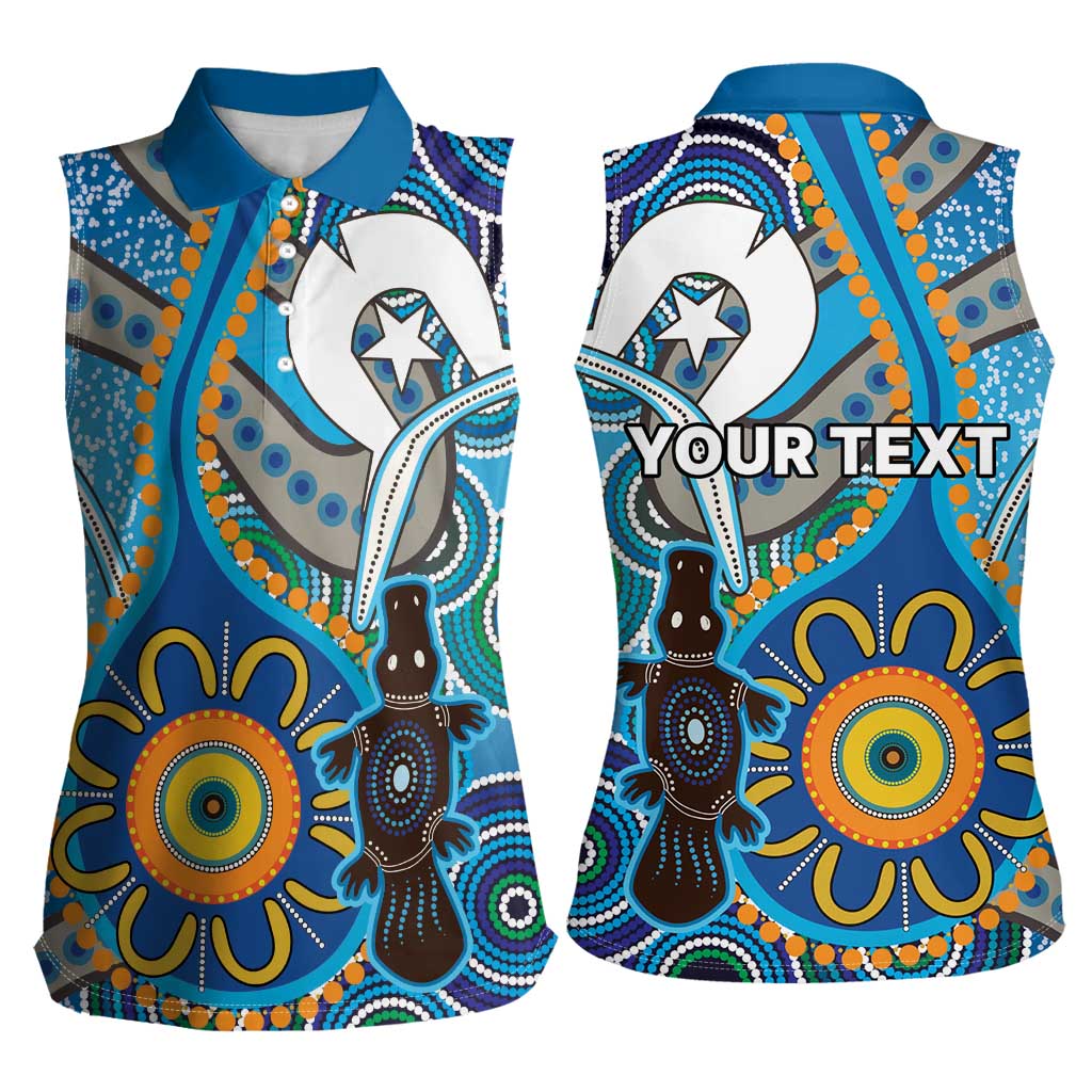 Personalised Aboriginal Platypus Women Sleeveless Polo Shirt Torres Strait Islander Dhari Indigenous Dot Art