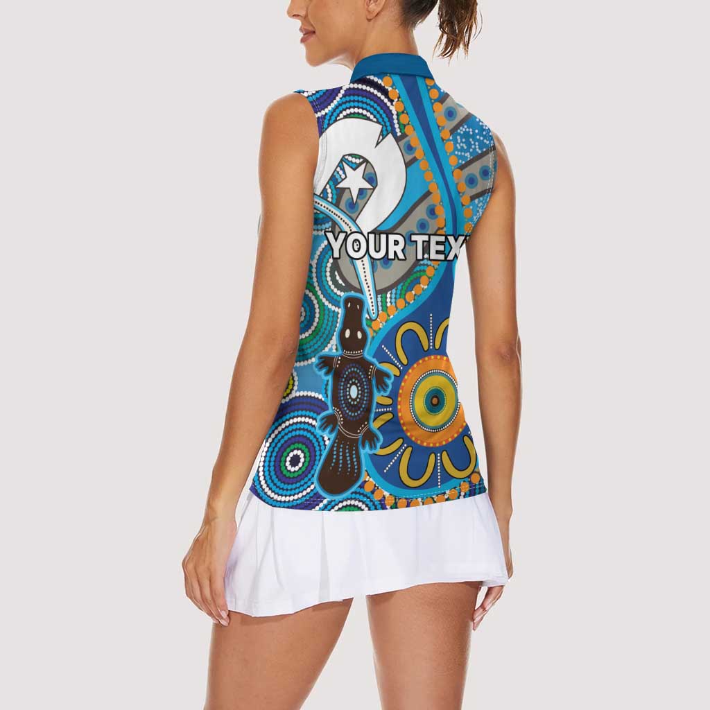 Personalised Aboriginal Platypus Women Sleeveless Polo Shirt Torres Strait Islander Dhari Indigenous Dot Art