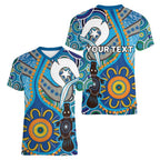 Personalised Aboriginal Platypus Women V-Neck T-Shirt Torres Strait Islander Dhari Indigenous Dot Art