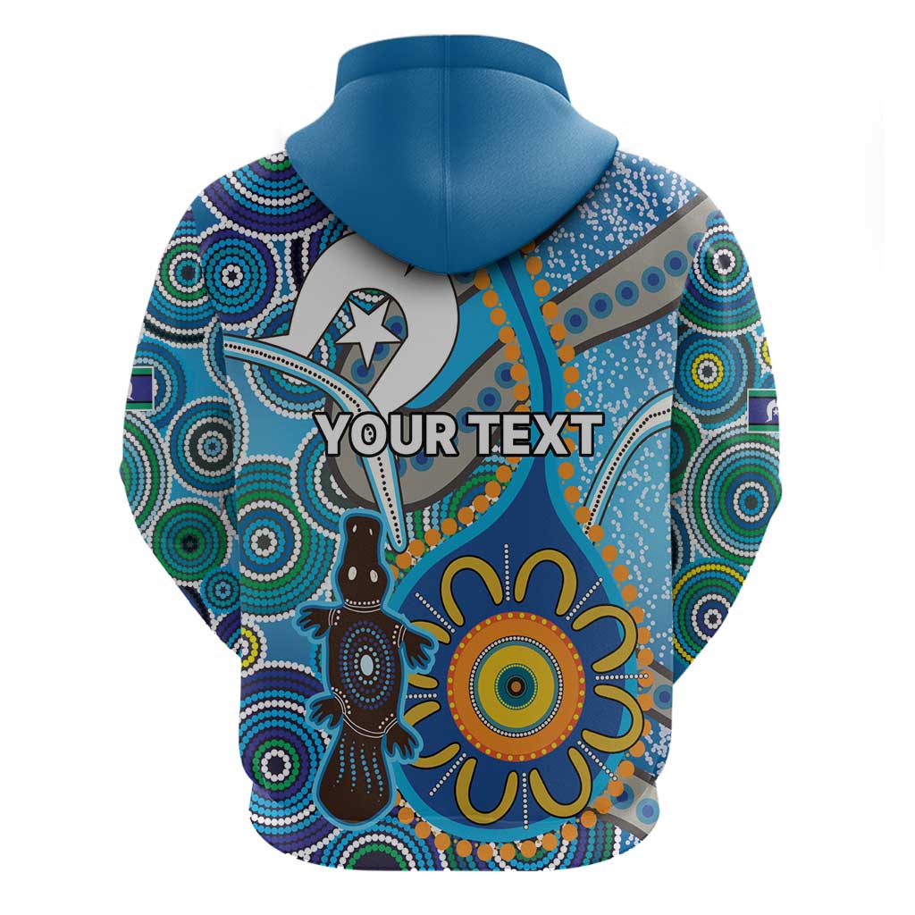 Personalised Aboriginal Platypus Zip Hoodie Torres Strait Islander Dhari Indigenous Dot Art