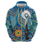Personalised Aboriginal Platypus Zip Hoodie Torres Strait Islander Dhari Indigenous Dot Art