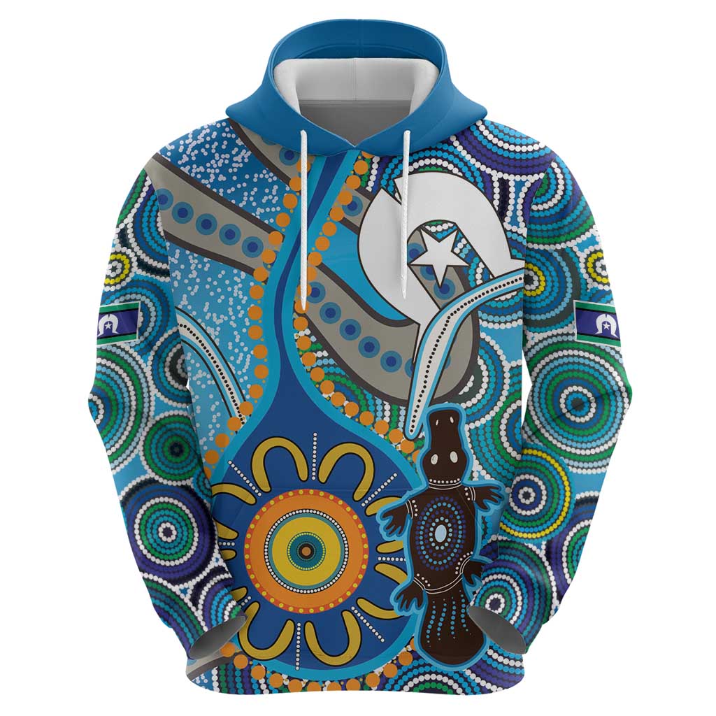 Personalised Aboriginal Platypus Zip Hoodie Torres Strait Islander Dhari Indigenous Dot Art