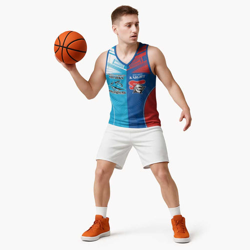 Custom Sharks and Knights Together Basketball Jersey Sporty Style