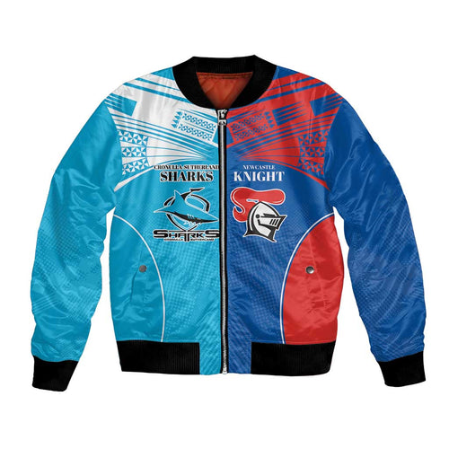 Custom Sharks and Knights Together Bomber Jacket Sporty Style