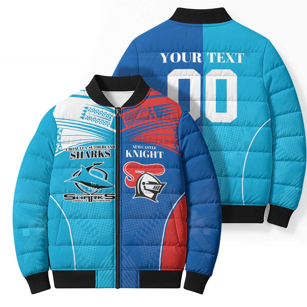 Custom Sharks and Knights Together Bomber Puffer Jacket Sporty Style
