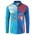 Custom Sharks and Knights Together Button Sweatshirt Sporty Style