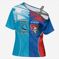 Custom Sharks and Knights Together Cross Shoulder Shirt Sporty Style
