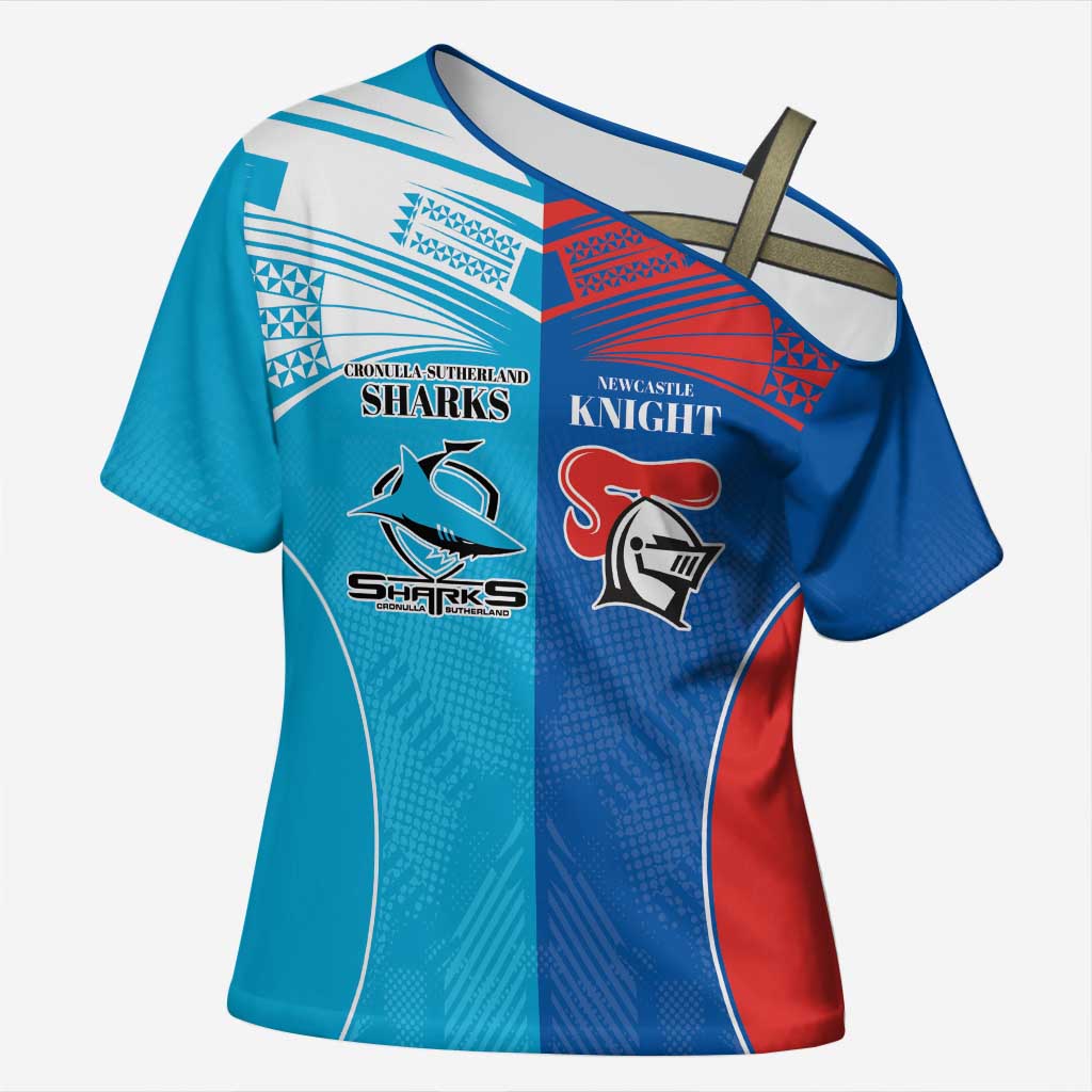 Custom Sharks and Knights Together Cross Shoulder Shirt Sporty Style