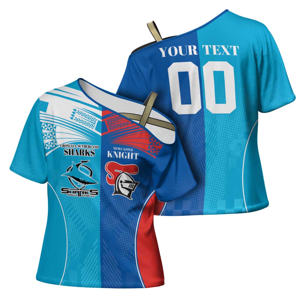 Custom Sharks and Knights Together Cross Shoulder Shirt Sporty Style