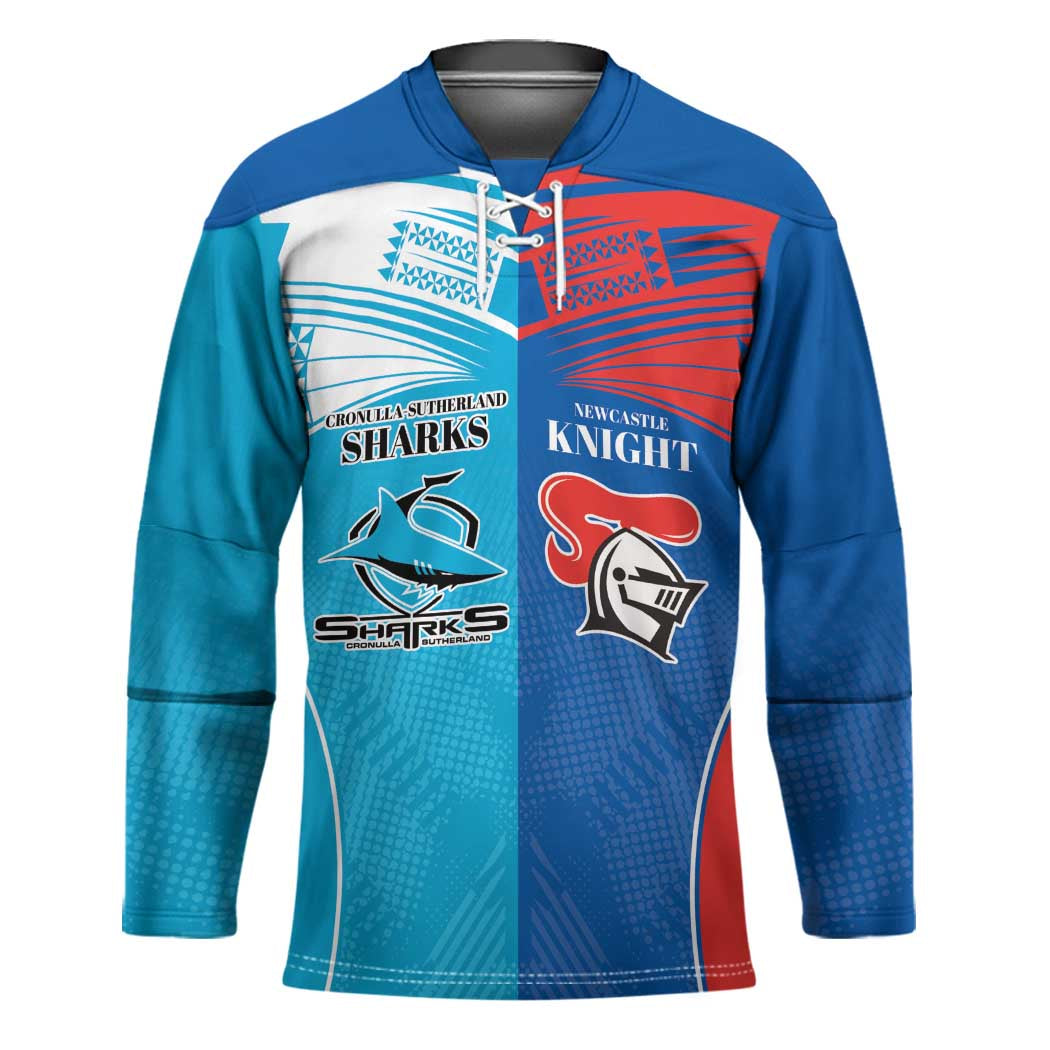 Custom Sharks and Knights Together Hockey Jersey Sporty Style