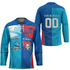 Custom Sharks and Knights Together Hockey Jersey Sporty Style