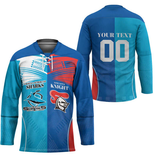 Custom Sharks and Knights Together Hockey Jersey Sporty Style