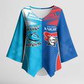 Custom Sharks and Knights Together Kimono Sleeve Blouse Sporty Style