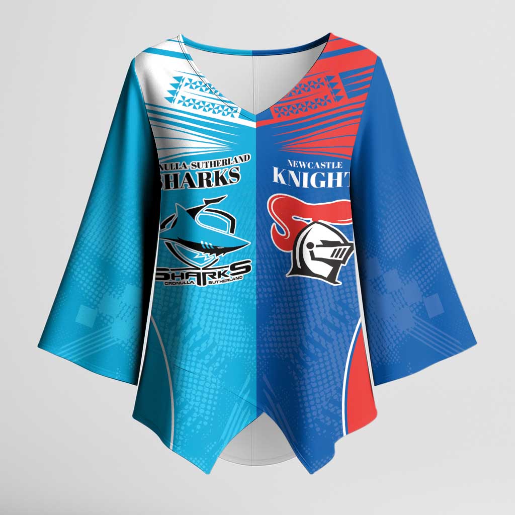 Custom Sharks and Knights Together Kimono Sleeve Blouse Sporty Style