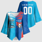 Custom Sharks and Knights Together Kimono Sleeve Blouse Sporty Style