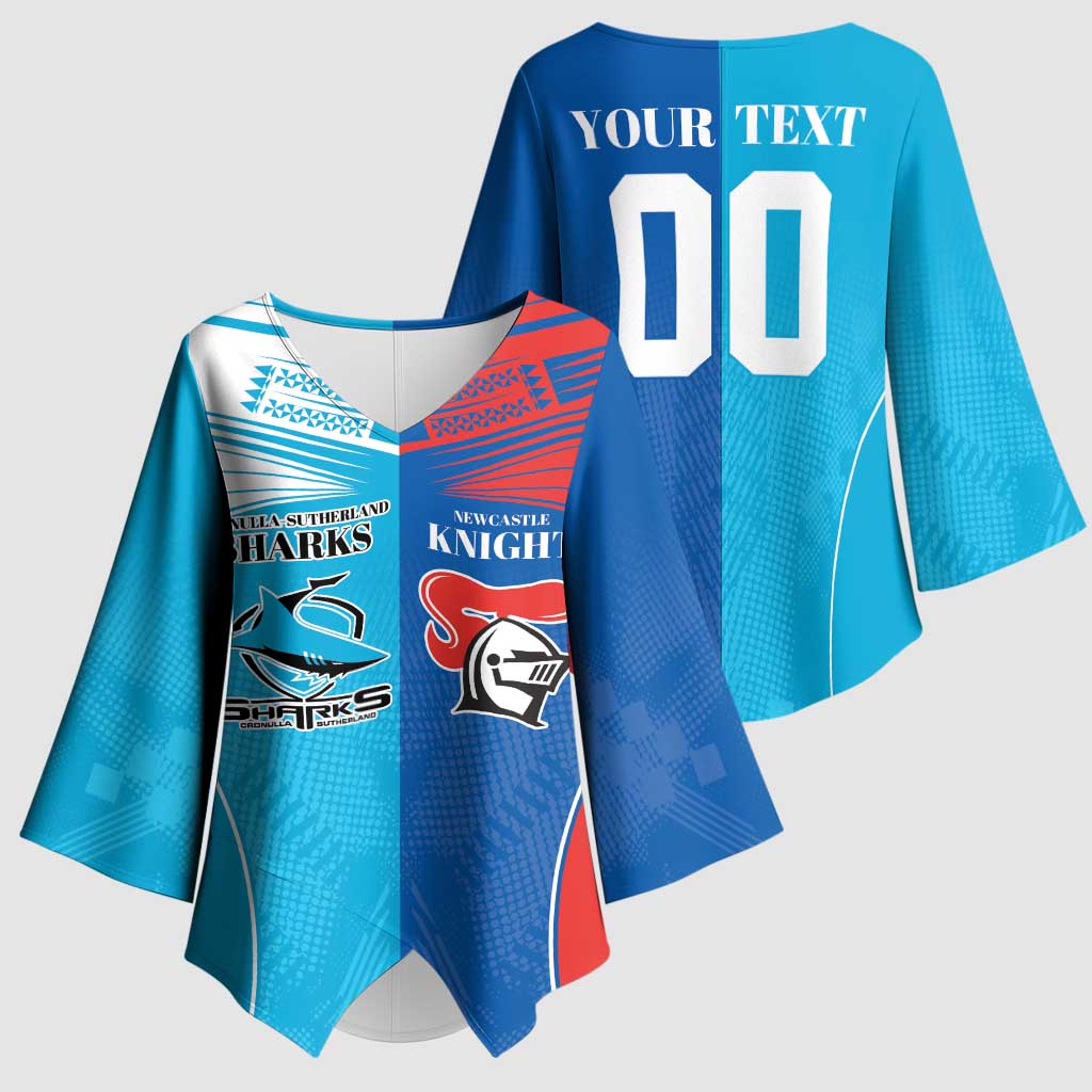 Custom Sharks and Knights Together Kimono Sleeve Blouse Sporty Style