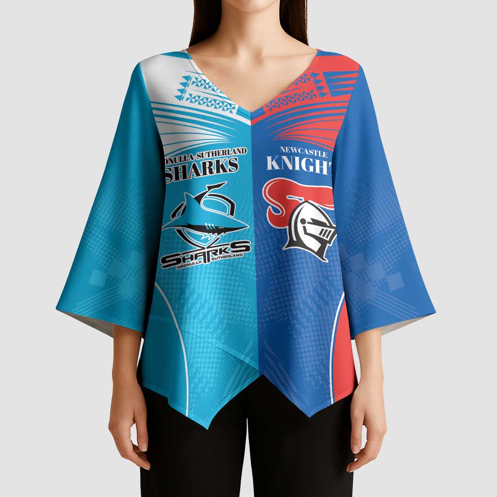 Custom Sharks and Knights Together Kimono Sleeve Blouse Sporty Style