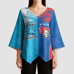 Custom Sharks and Knights Together Kimono Sleeve Blouse Sporty Style