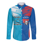 Custom Sharks and Knights Together Long Sleeve Button Shirt Sporty Style