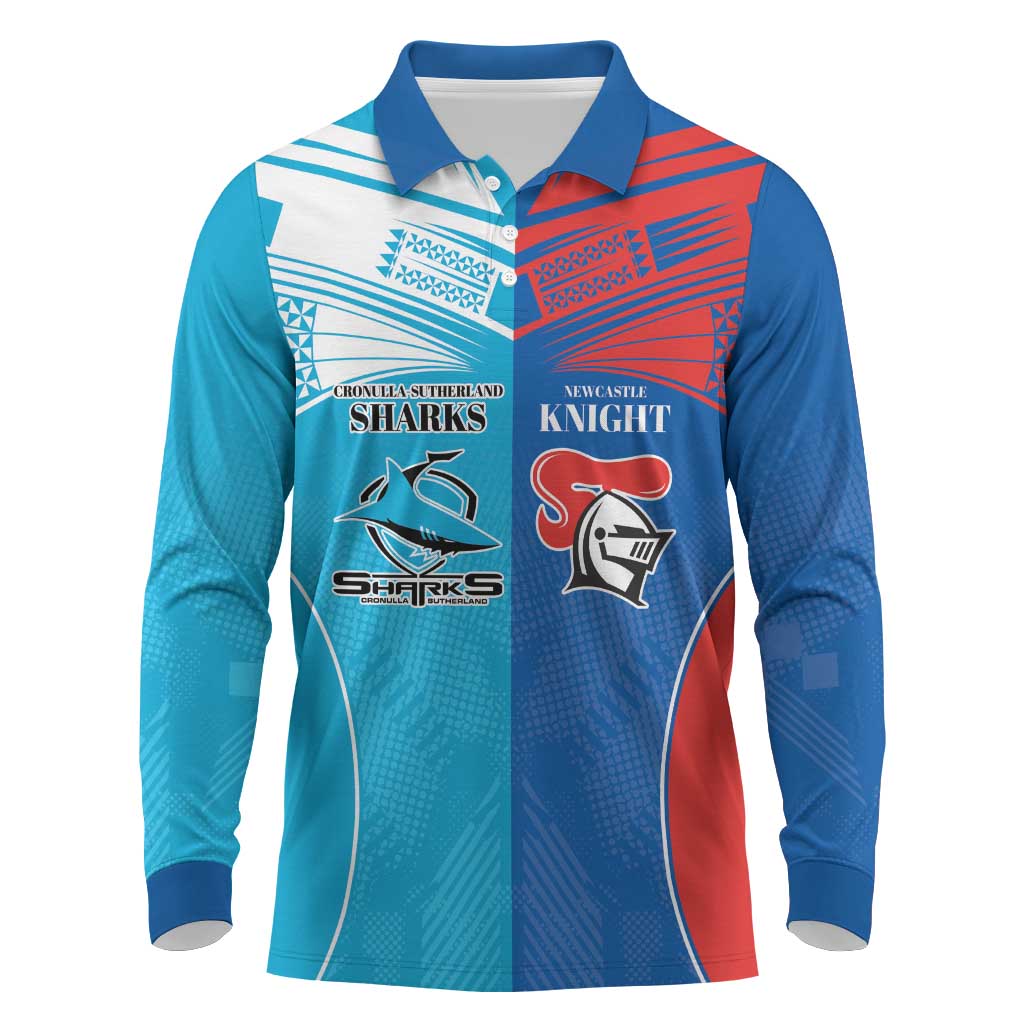 Custom Sharks and Knights Together Long Sleeve Polo Shirt Sporty Style
