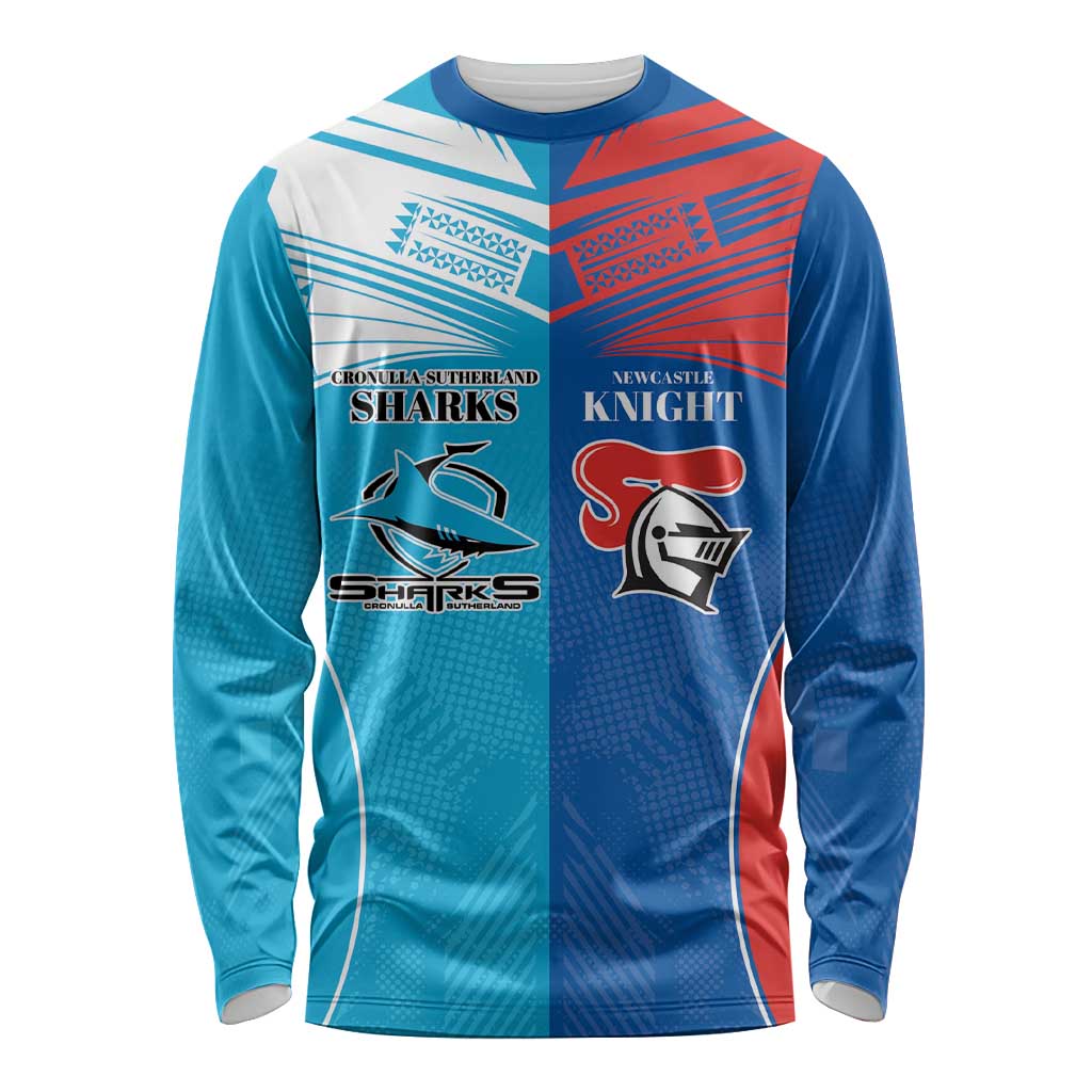 Custom Sharks and Knights Together Long Sleeve Shirt Sporty Style
