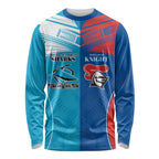 Custom Sharks and Knights Together Long Sleeve Shirt Sporty Style