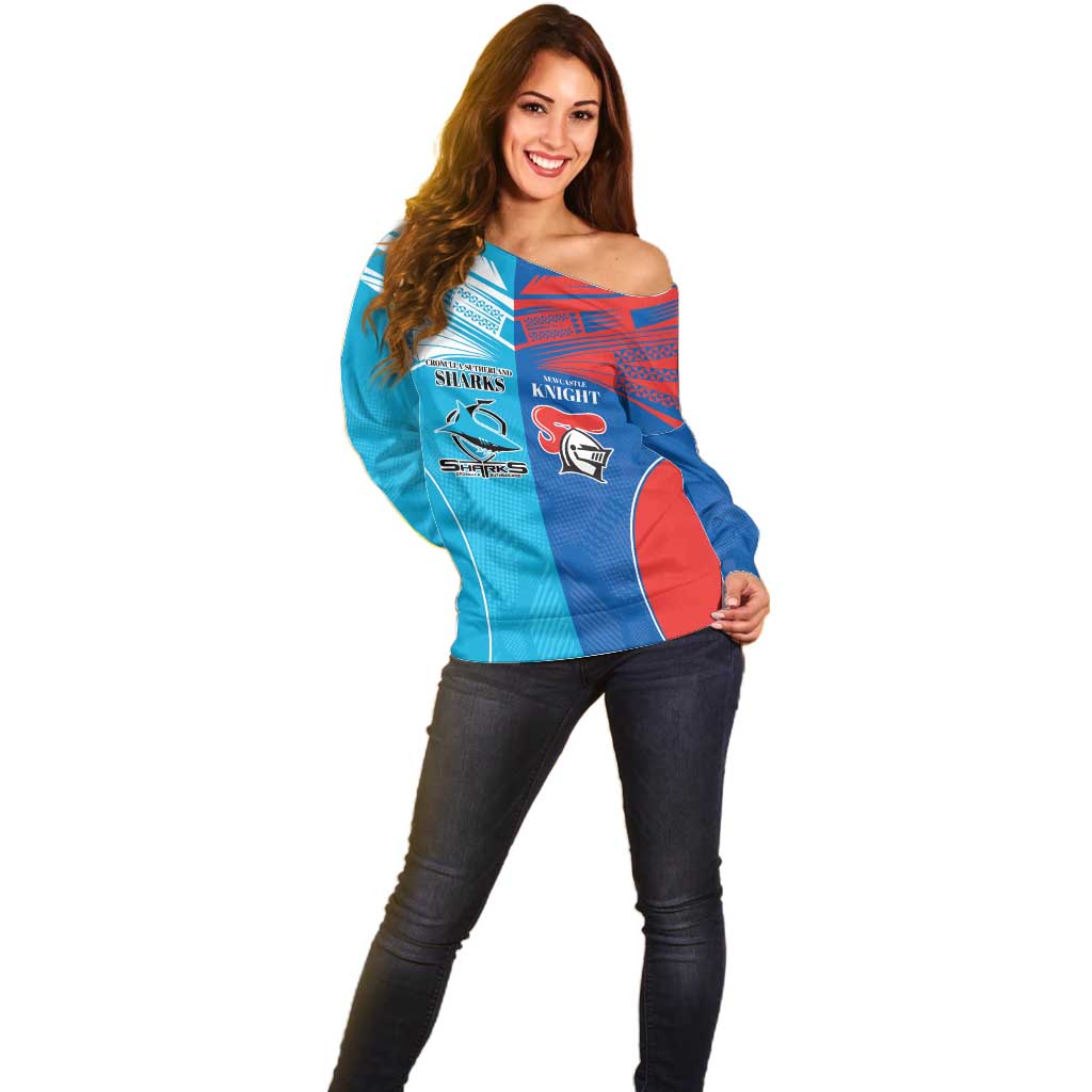 Custom Sharks and Knights Together Off Shoulder Sweater Sporty Style