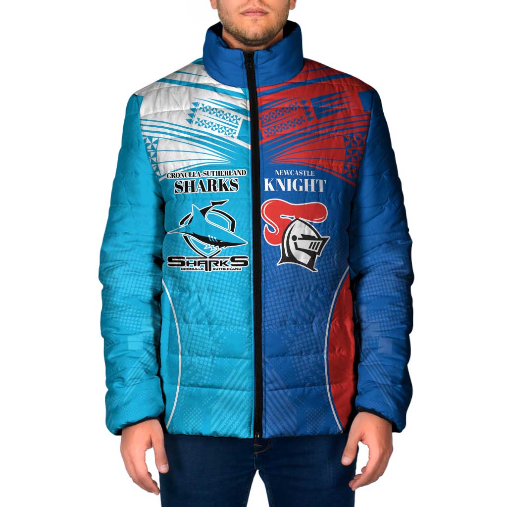 Custom Sharks and Knights Together Padded Jacket Sporty Style
