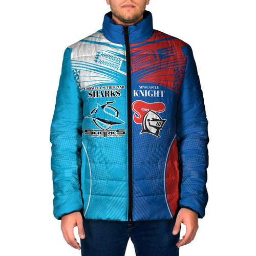 Custom Sharks and Knights Together Padded Jacket Sporty Style