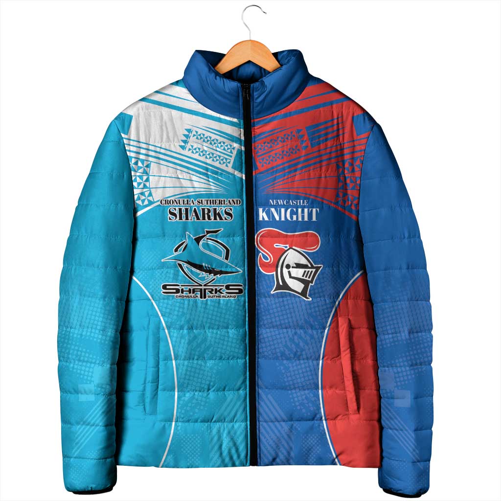 Custom Sharks and Knights Together Padded Jacket Sporty Style