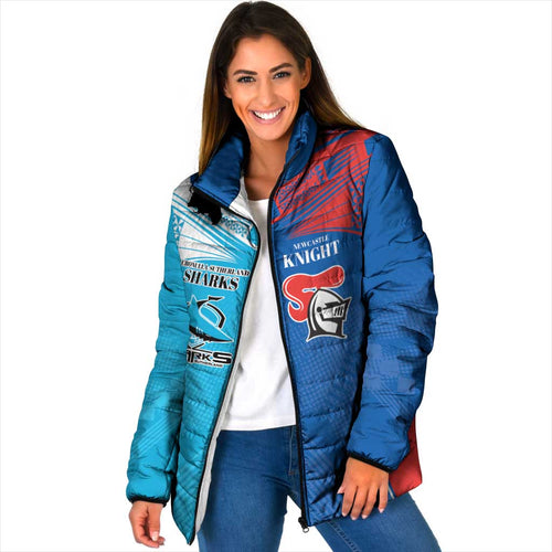 Custom Sharks and Knights Together Padded Jacket Sporty Style