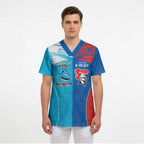 Custom Sharks and Knights Together Scrub Top Sporty Style
